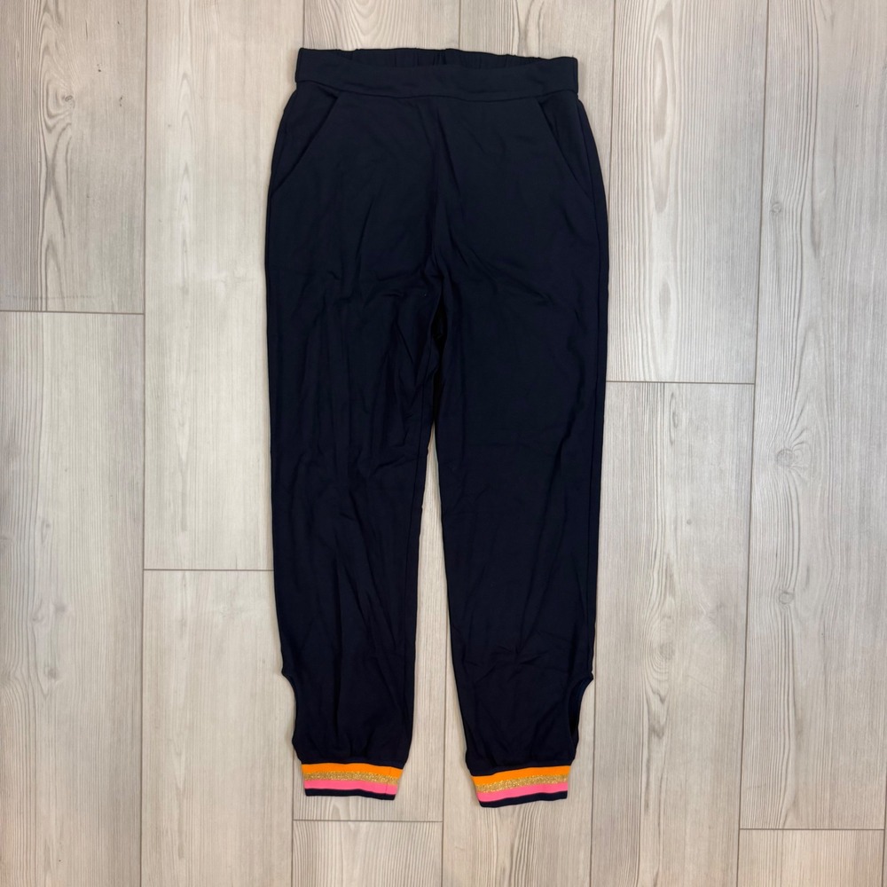 Trina‎ Turk Navy Blue Joggers Striped Metallic Cuffs Cut-Out Ankle XS 2103509LK1